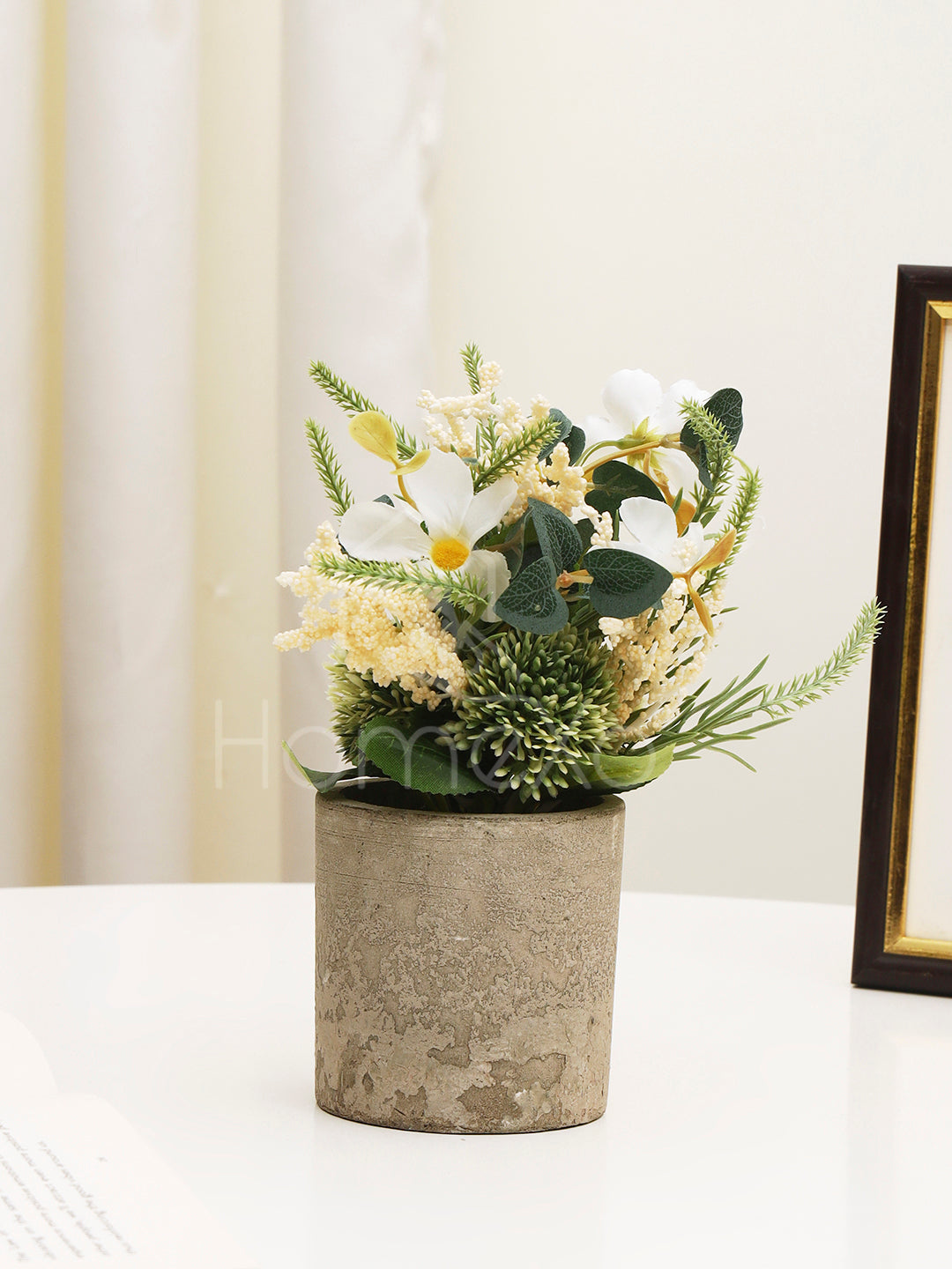 Artificial Flower Bouquet With Stonepot - Green