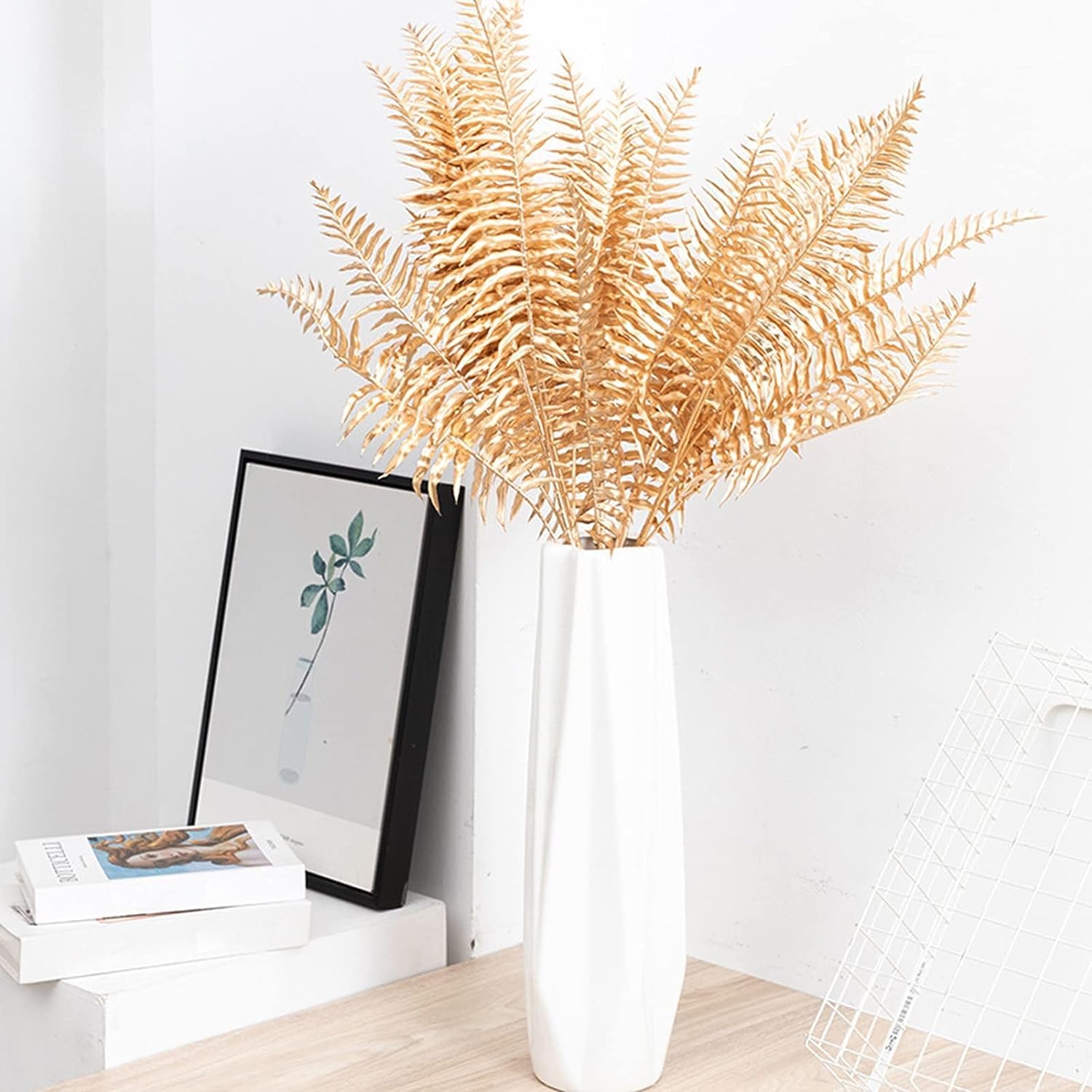 Artificial Golden Boston Leaf Plants For Decoration (30 inch, Pack of 3, Flower Bunch)